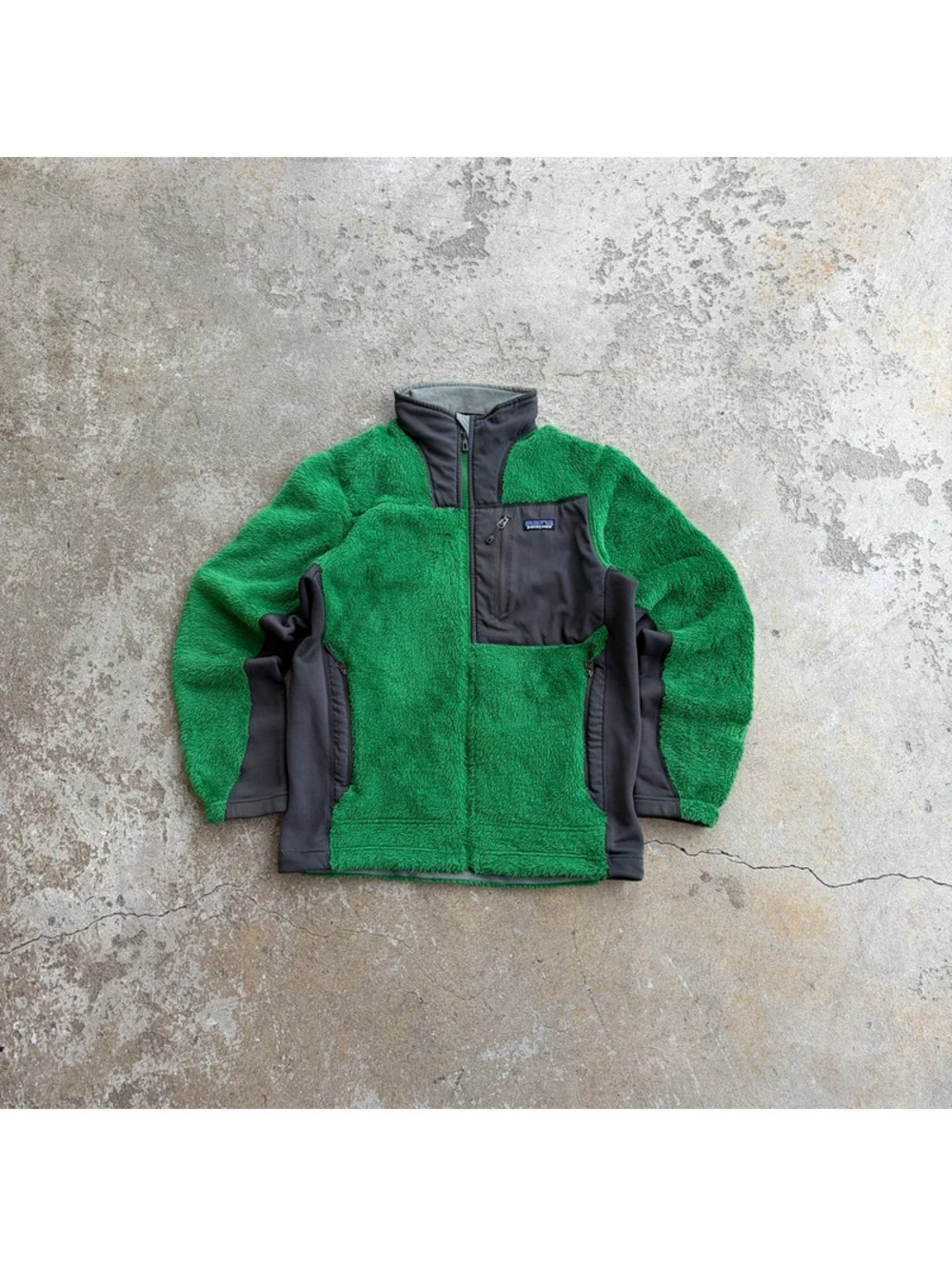 Patagonia Deep Pile Green Fleece Zip Up Jacket Sweatshirt - Men’s Medium